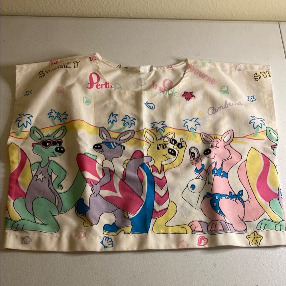 Pink and Yellow Summer Kangaroos with Playful Cartoon Print Sz 6 (F3)